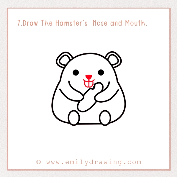 How to Draw a Hamster - Step 7 – Draw The Hamster’s Nose and Mouth