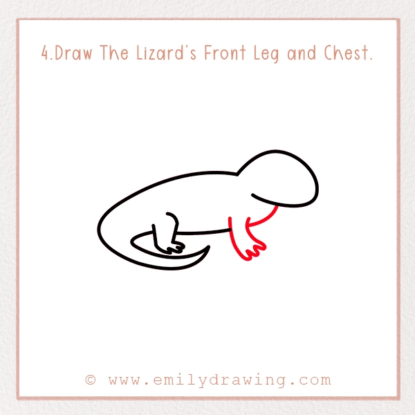 How to Draw a Lizard - Step 4 – Draw The Lizard’s Front Leg and Chest