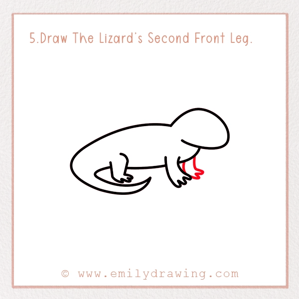 How to Draw a Lizard - Step 5 – Draw The Lizard’s Second Front Leg