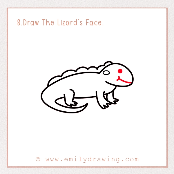 How to Draw a Lizard - Step 8 – Draw The Lizard’s Face