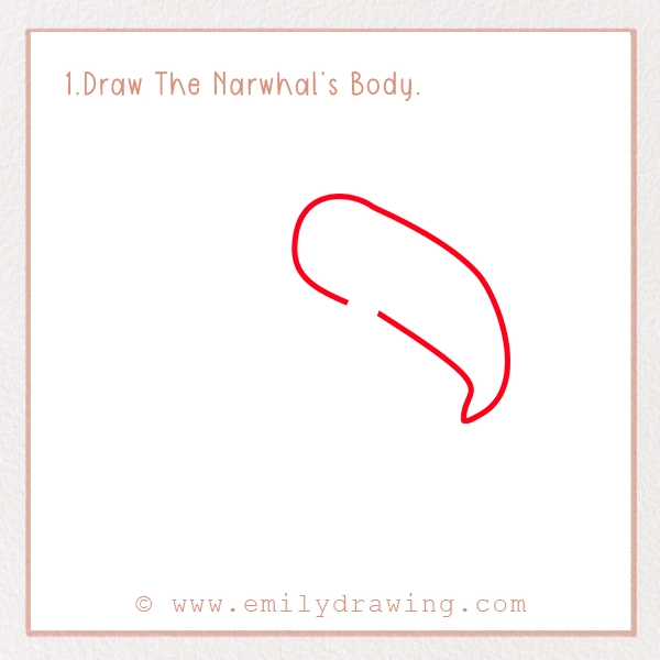 How to Draw a Narwhal - Step 1 – Draw The Narwhal’s Body.