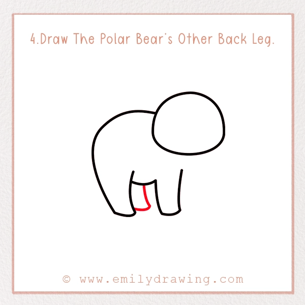 How to Draw a Polar Bear - Step 4 – Draw The Polar Bear’s Other Back Leg