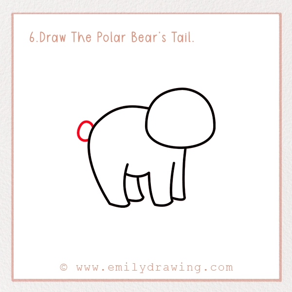 How to Draw a Polar Bear - Step 6 – Draw The Polar Bear’s Tail