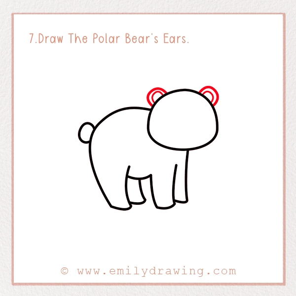 How to Draw a Polar Bear - Step 7 – Draw The Polar Bear’s Ears