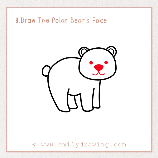 How to Draw a Polar Bear - Step 8 – Draw The Polar Bear’s Face