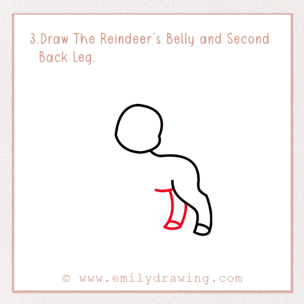 How to Draw a Reindeer - Step 3 – Draw The Reindeer’s Belly and Second Back Leg