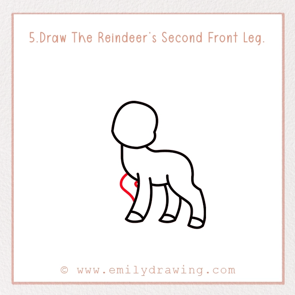 How to Draw a Reindeer - Step 5 – Draw The Reindeer’s Second Front Leg