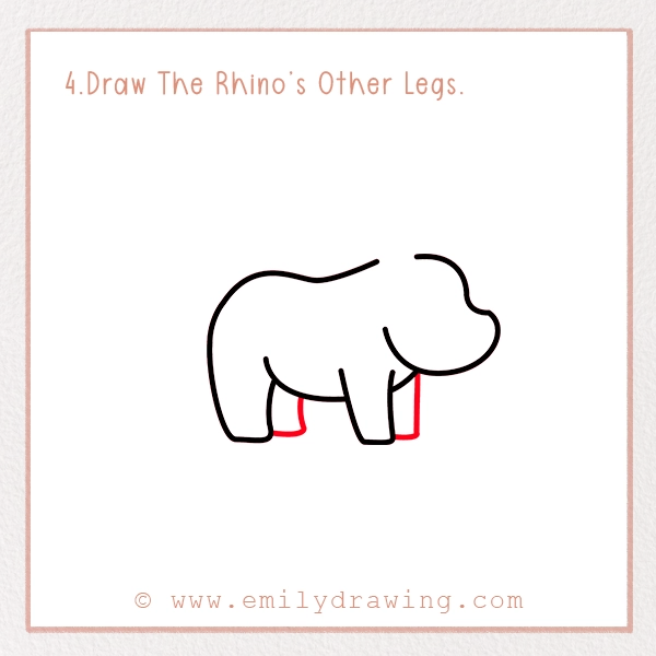 How to Draw a Rhino - Step 4 – Draw The Rhino’s Other Legs