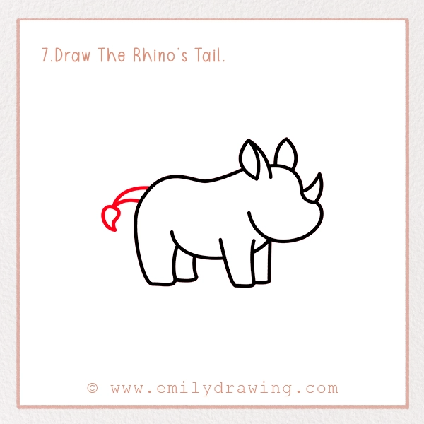 How to Draw a Rhino - Step 7 – Draw The Rhino’s Tail