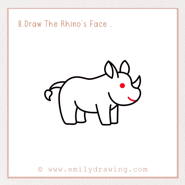 How to Draw a Rhino - Step 8 – Draw The Rhino’s Face