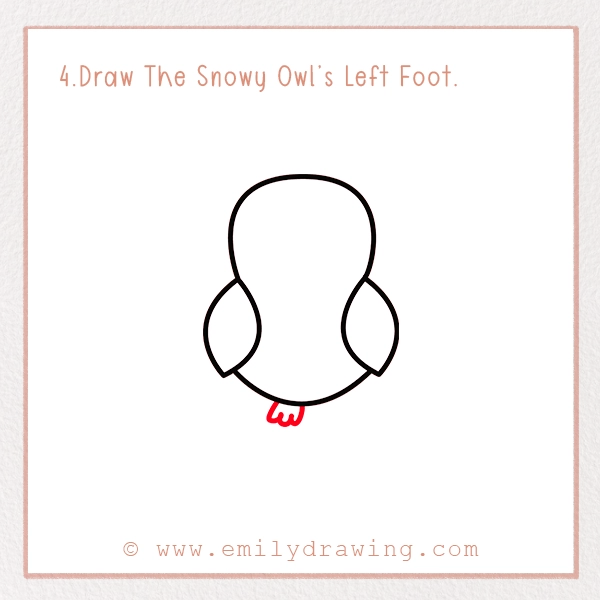 How to Draw a Snowy Owl - Step 4 – Draw The Snowy Owl’s Left Foot