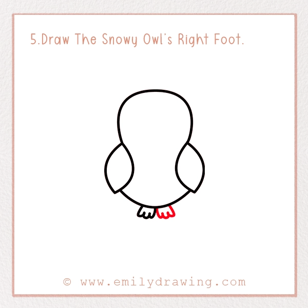 How to Draw a Snowy Owl - Step 5 – Draw The Snowy Owl’s Right Foot