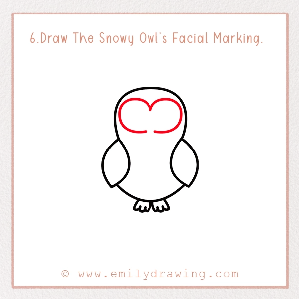 How to Draw a Snowy Owl - Step 6 – Draw The Snowy Owl’s Facial Marking