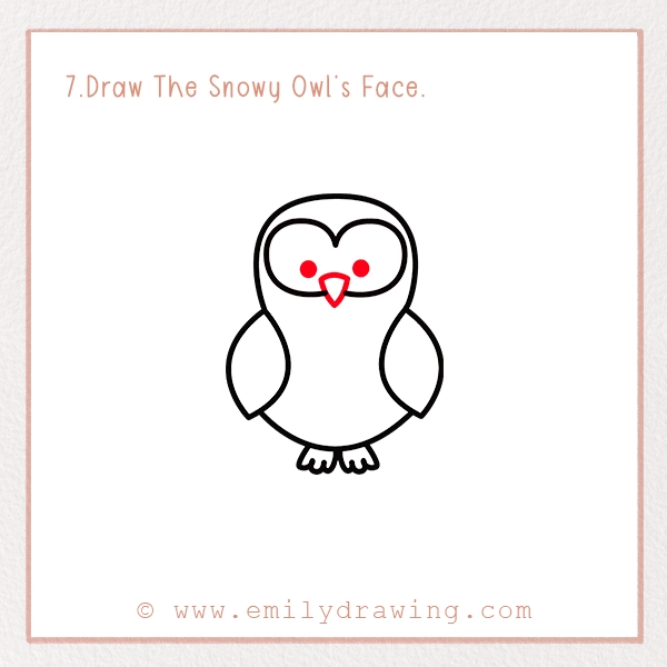 How to Draw a Snowy Owl - Step 7 – Draw The Snowy Owl’s Face