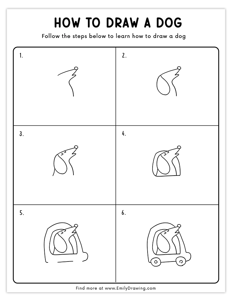 Step-by-step tutorial to draw a dog riding in a car. Fun and creative!