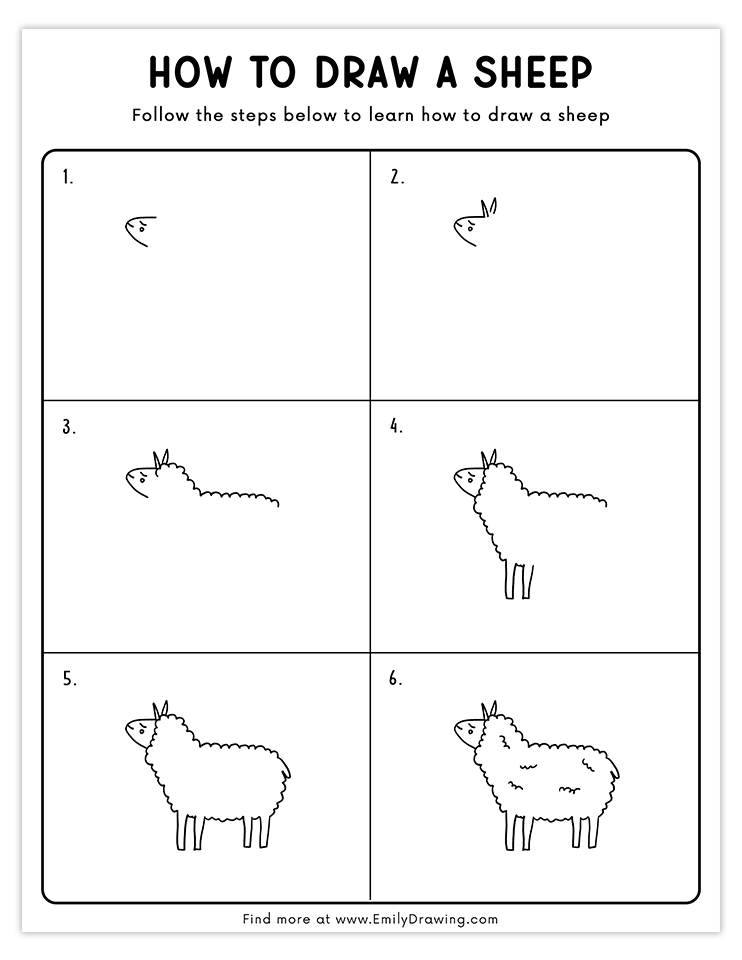 Step-by-step tutorial for drawing a realistic sheep, perfect for beginners and kids.