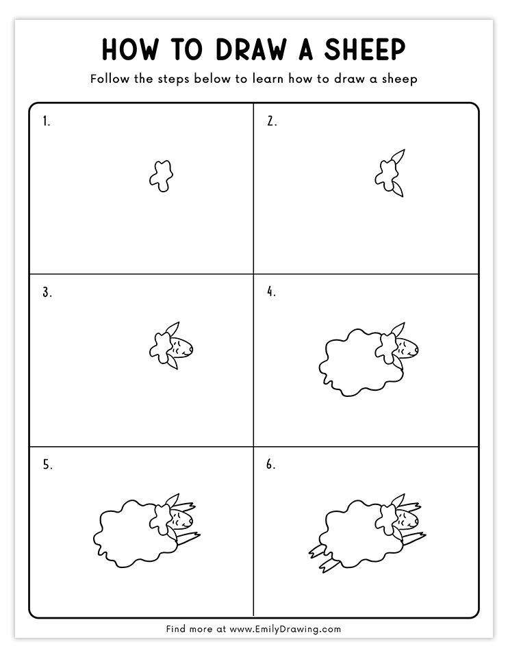 Step-by-step guide to draw a peaceful, sleeping sheep, great for beginners and kids.