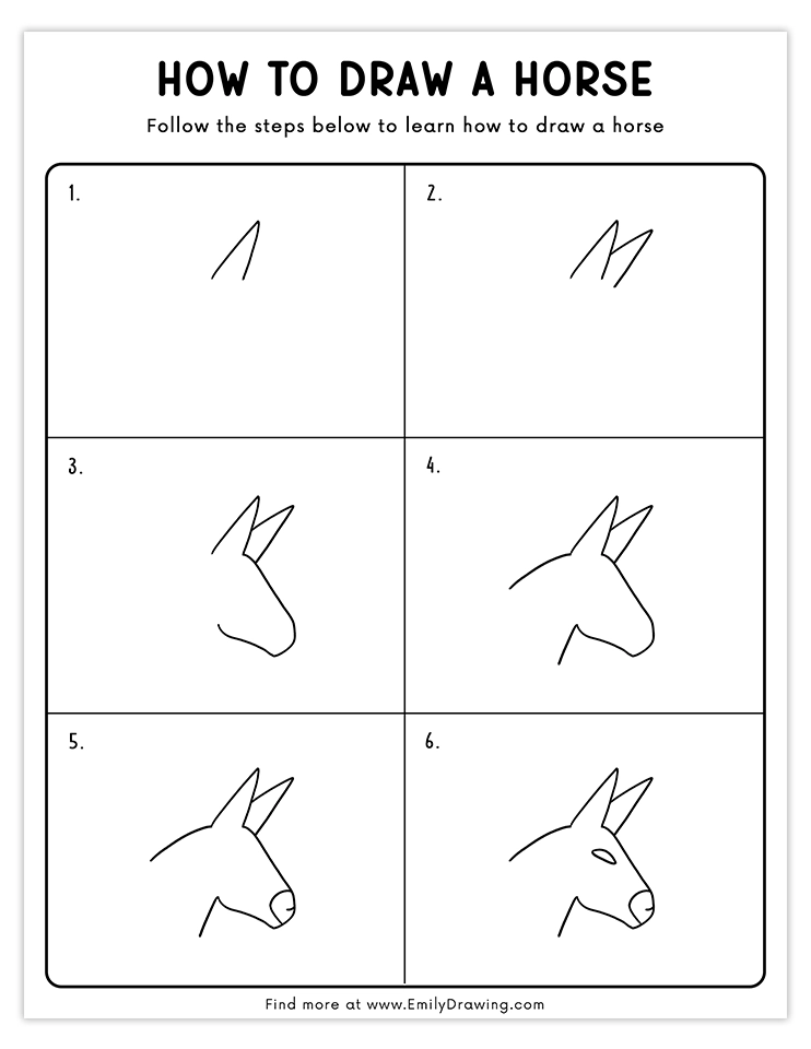 Learn to draw a horse head step by step with ease.