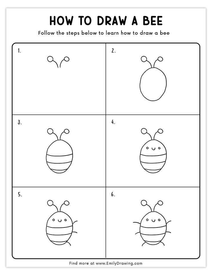 Learn to draw a cute bee step by step for beginners.