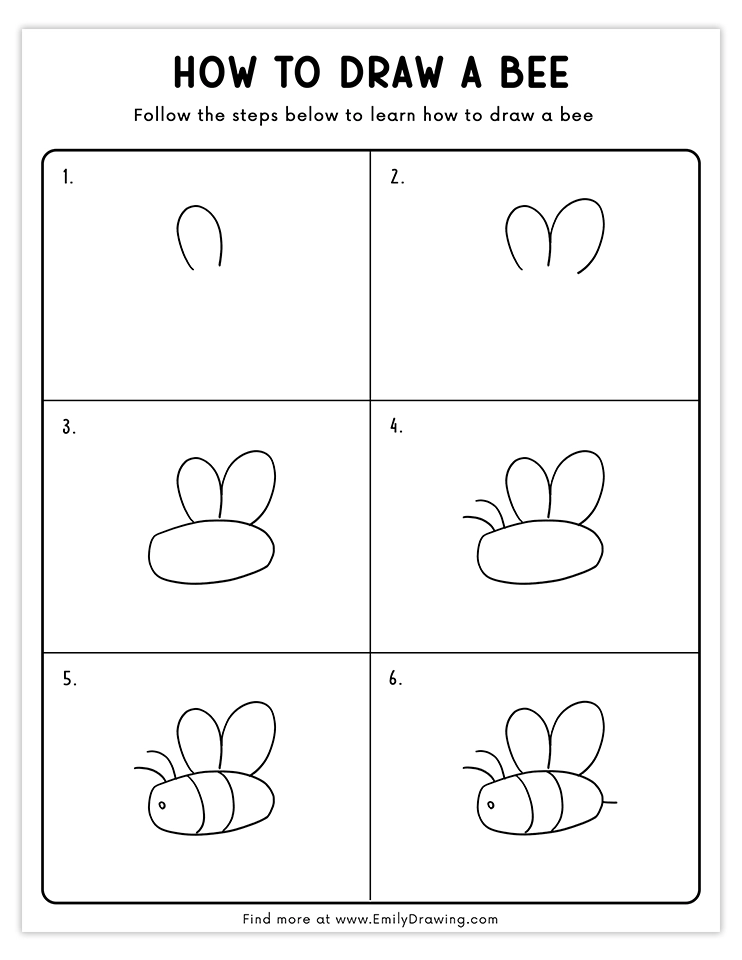 Learn how to draw a simple bee with large wings.