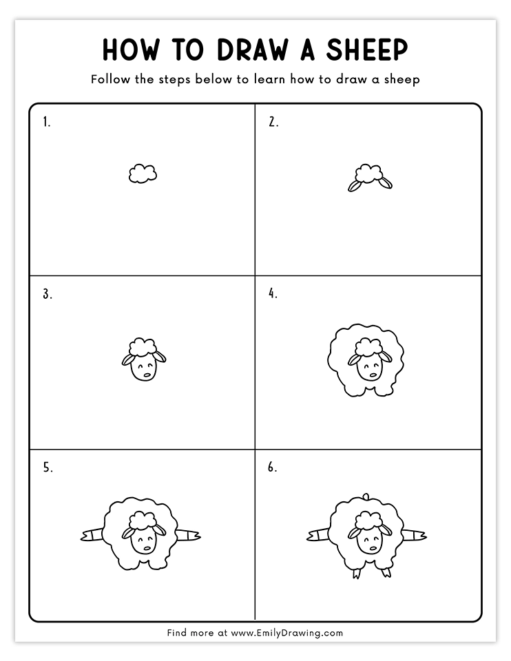 Learn how to draw a cute flying sheep with this easy step-by-step guide, great for kids and beginners.