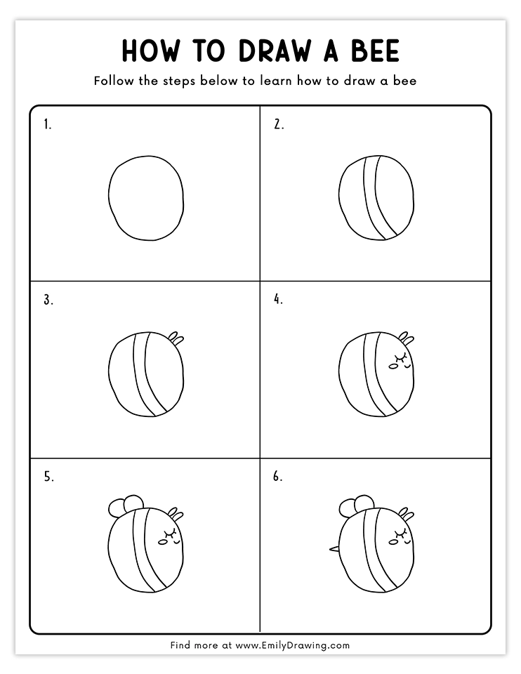 Learn how to draw a simple round bee in six steps.