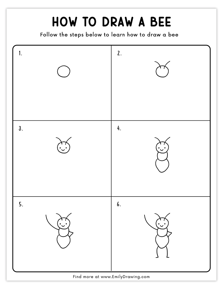 Learn to draw a happy bee with a waving pose.