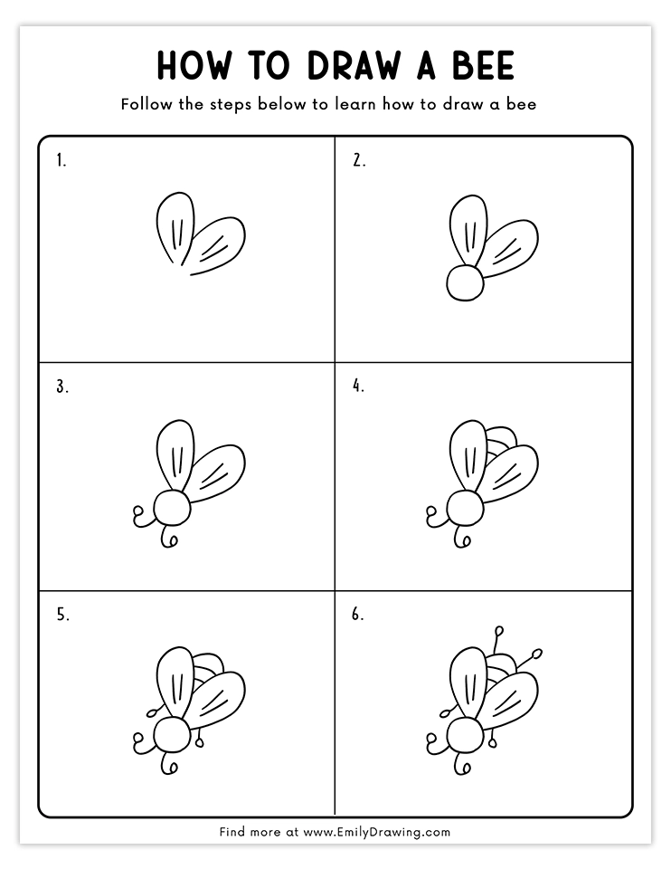 Learn how to draw a bee with fluttering wings step by step.