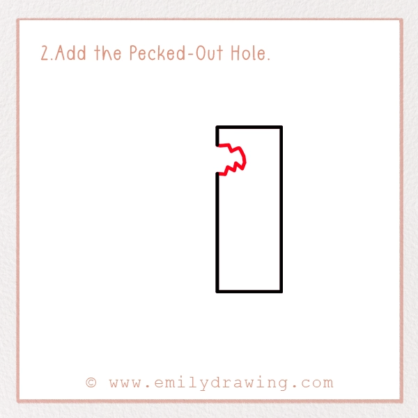 How to Draw a Woodpecker - Step 2 - Add the Pecked-Out Hole